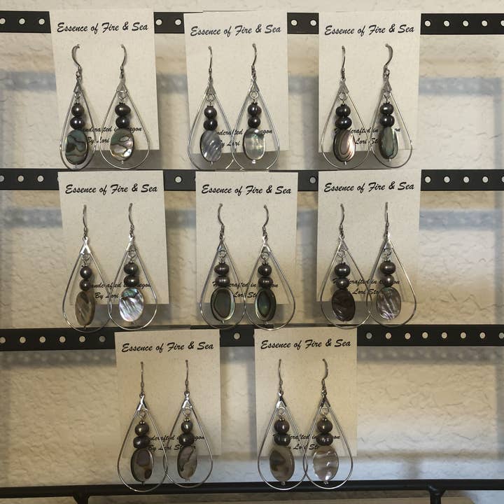 Abalone in Teardrop hoop earring for wholesale by Essence of Fire & Sea