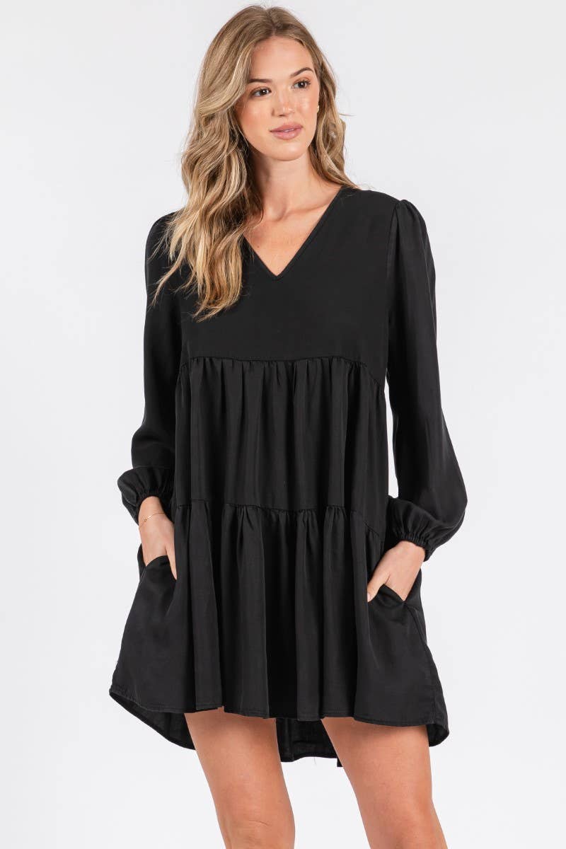 ZiA Apparel – wholesale Dress – Women's – Thin Denim Tiered Dress 4