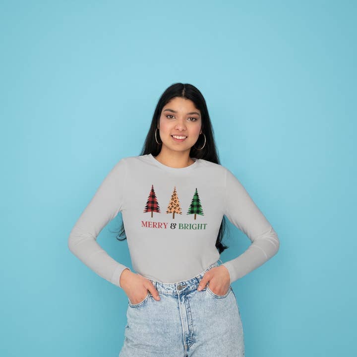 Merry and Bright Long Sleeve Tshirt for wholesale by ST Wholesale