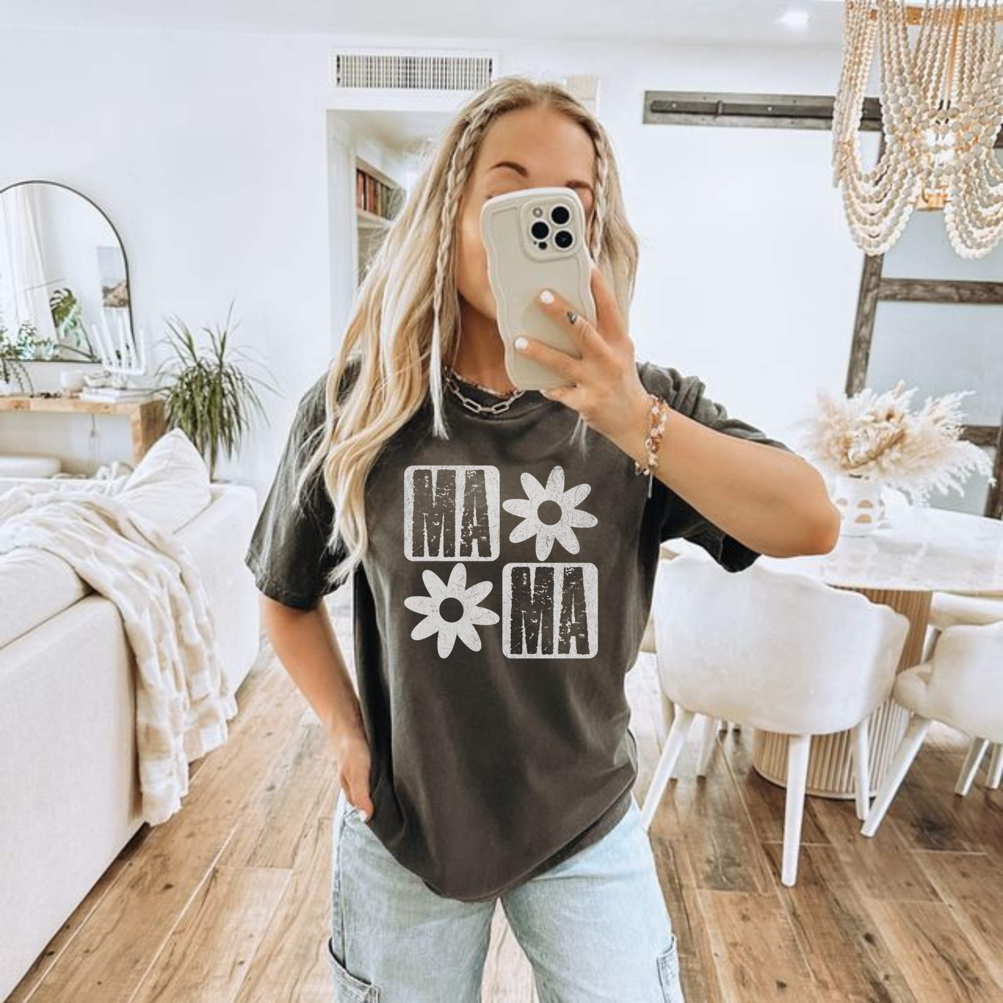 Hey Jude Graphic Tees – wholesale T-shirts med screentryck – Dam – Blommor Mama T-shirt2