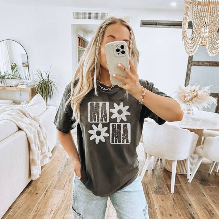 Hey Jude Graphic Tees - Venta al por mayor Camiseta serigrafiada - Mujer - Camiseta Flower Mama6