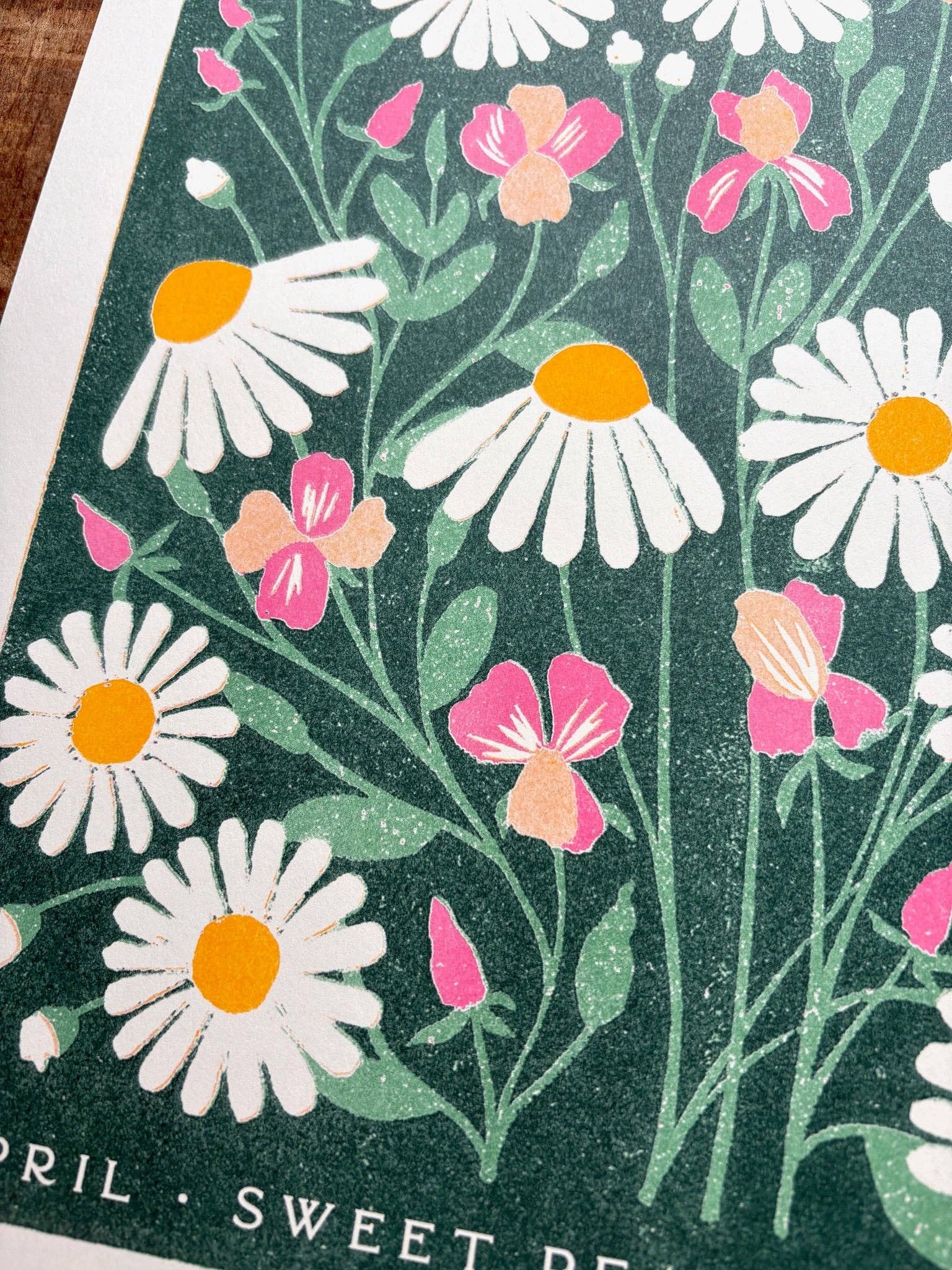 Katharine Watson – wholesale Art print – Birth Month Flowers Risograph Print: April6