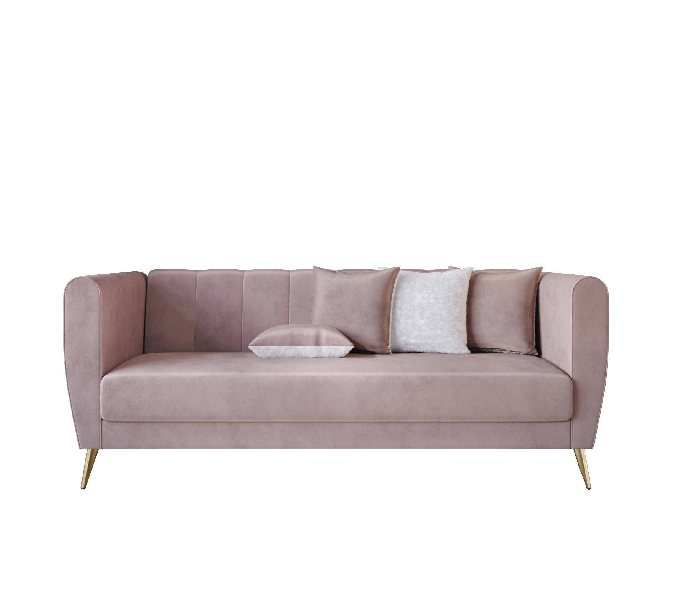 Home Design - Wholesale Sofa - Scarlett Velvet Flared Arm 3-Seater Sofa with 4 Throw Pillow16