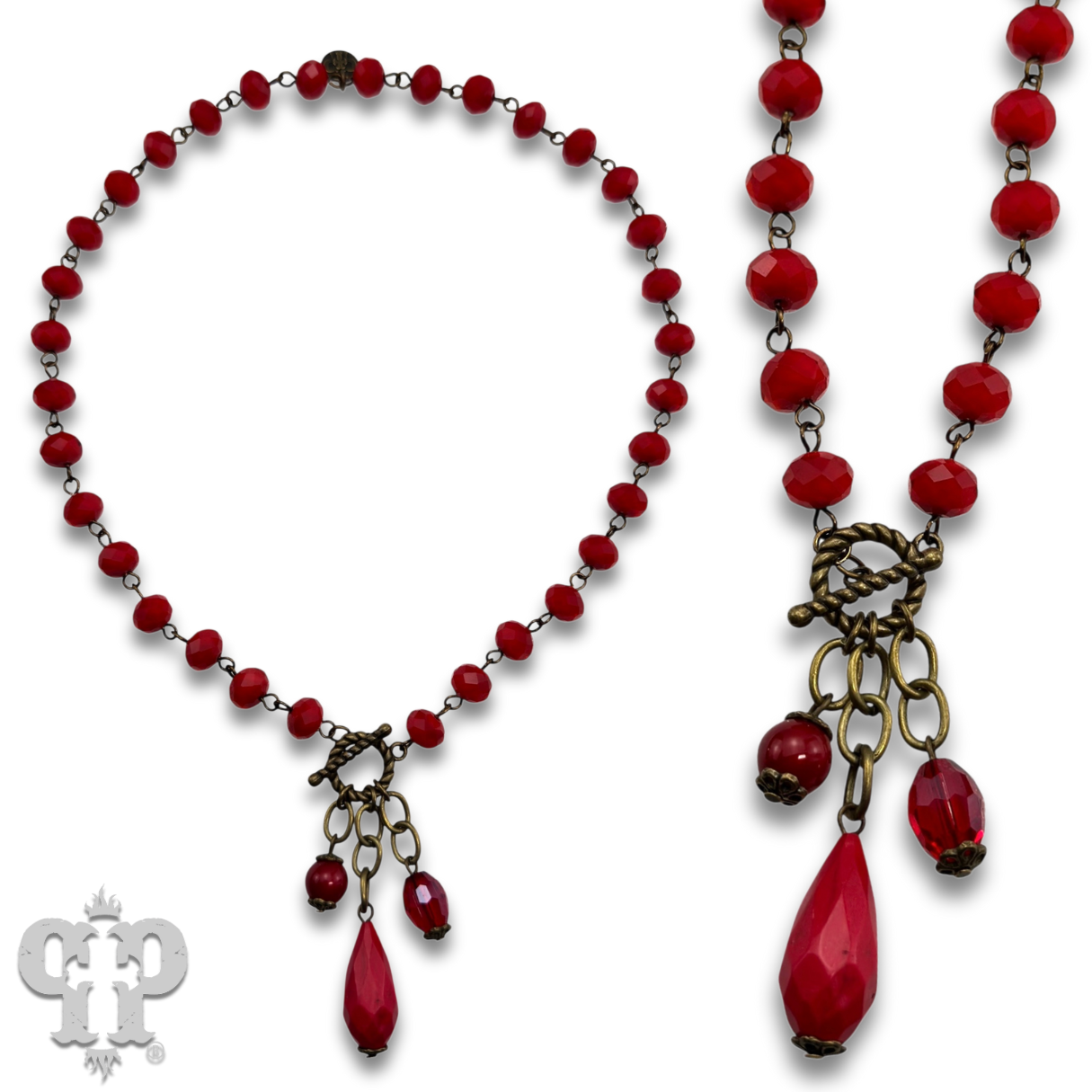 Pink Panache Brands - Wholesale Beaded/Pearl Necklace - Linked faceted bead necklace with bead charms3