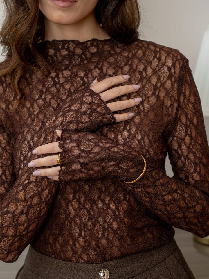 LOVIE & CO – Großhandel Bluse – Damen – Top ganz aus Spitze mit langen Ärmeln - 5156T-ISADORA10