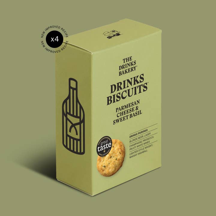 Drinks Biscuits - Parmesan Cheese & Sweet Basil 110g for wholesale by The Drinks Bakery