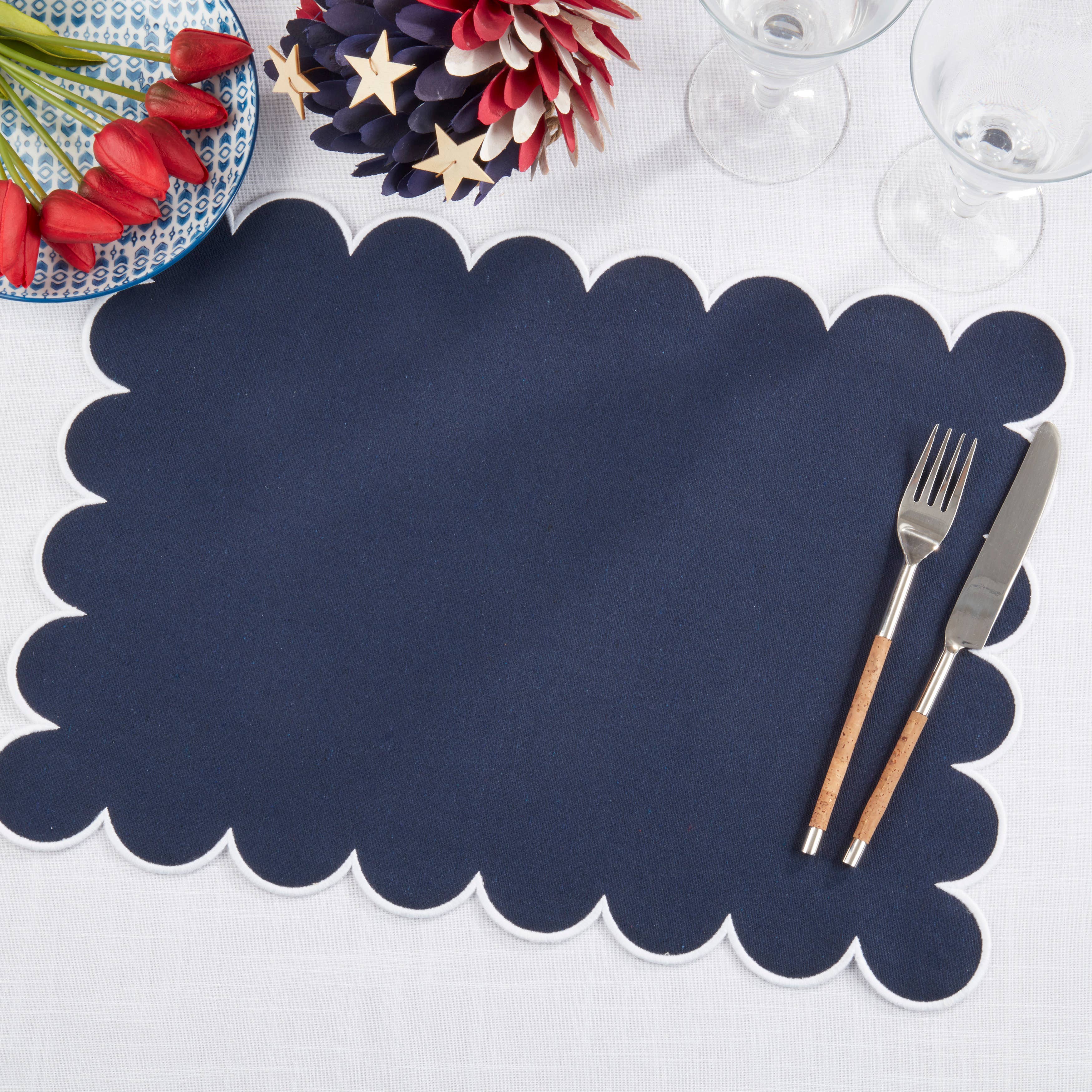 Saro Lifestyle – wholesale Placemat – Cotton Scalloped Placemat18