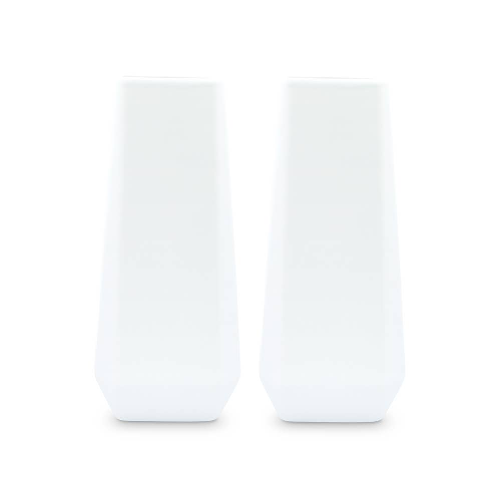 Weddingstar Inc. - Wholesale Vase - Tall Geometric Faceted Ceramic Flower Vases-White Set Of 21