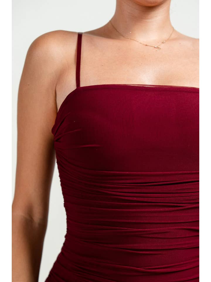 PRIVY - Vente Robe – femme - PD6771NW_LUX ROBE MIDI FENDUE CÔTÉ OUVERT EN MAILLE FRONCÉE4