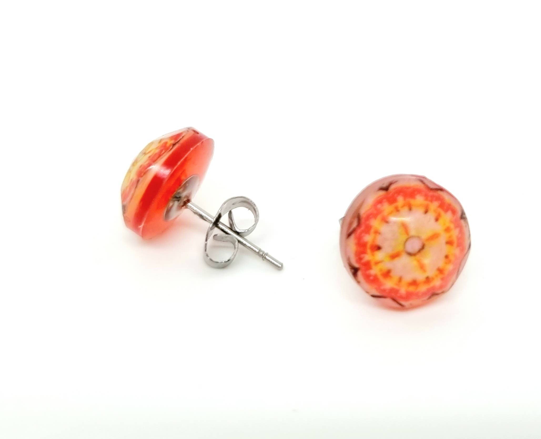 LUSO TILES JEWELRY - Vente Clous d'oreille - Petites boucles d’oreilles rondes en résine UV2