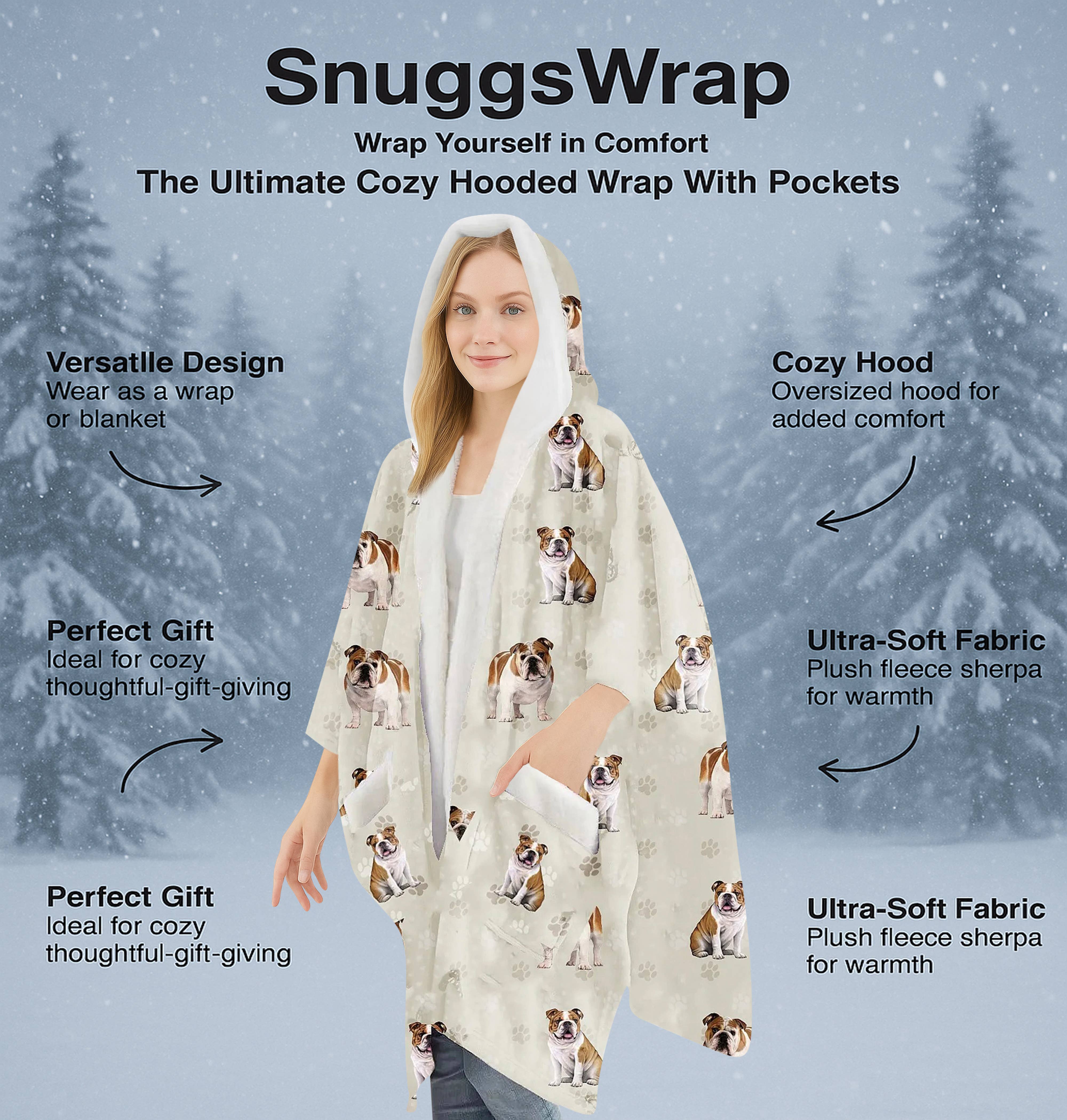 E&S Pets – wholesale Hoodie - Dam – Snuggs Wraps med huva – extra mjuk Sherpa-fleece filt för djurälskare, startpaket3