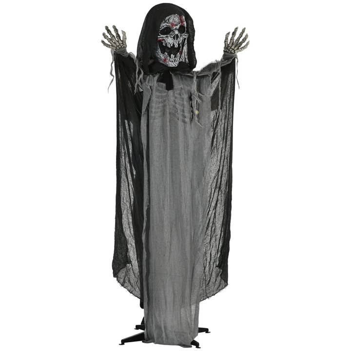 39F Inc. - Wholesale Outdoor Ornament/Decor - Outsunny 74' Life Size Outdoor Halloween Decorations Skeleton Witch, Animated Prop Animatronic Decor with Sound and Motion Activated, Light Up Eyes and Chest, Howling and Chain Sound9