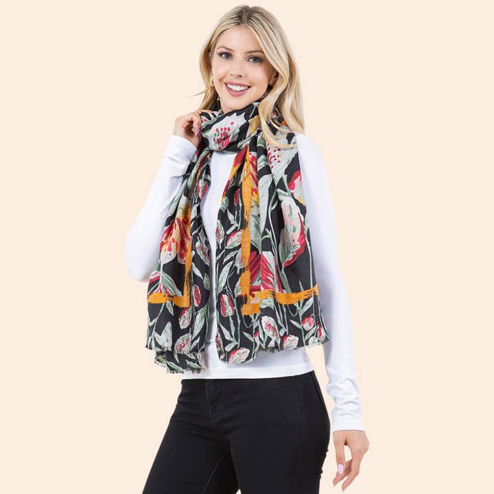 Écharpe décontractée légère à grand motif floral pour la vente par Sensibling Corp.