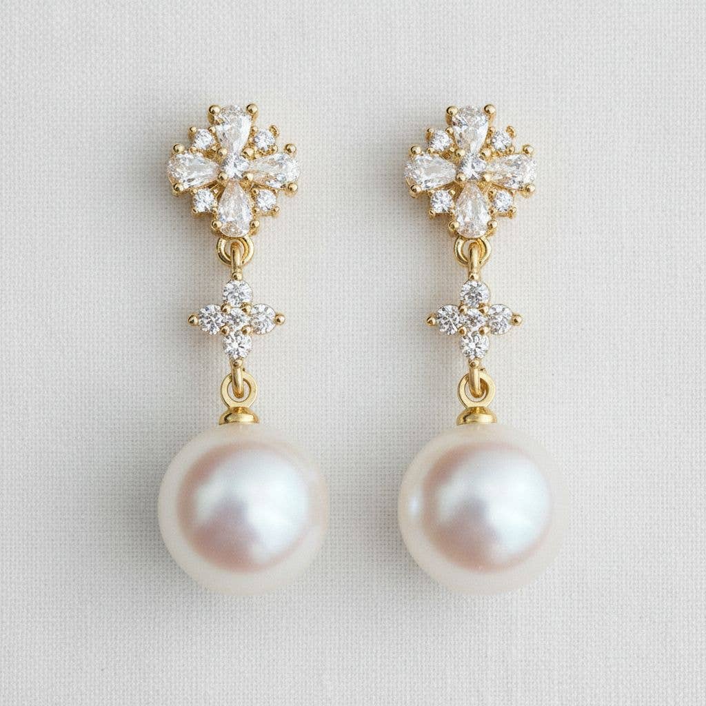 Ellemadera - Wholesale Dangle Earrings - Floral Aurora Gemstone Drop Earrings