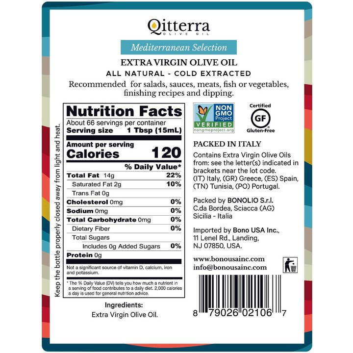 Bono USA Inc. - Wholesale Olive Oil - Qitterra Mediterranean Selection EVOO