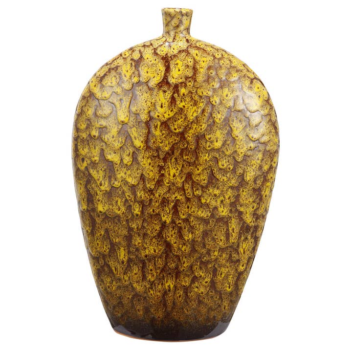 A&B Home Group Inc. - Wholesale Vase - 12.5x4x20" Mustard Yellow Ceramic Textured Vase