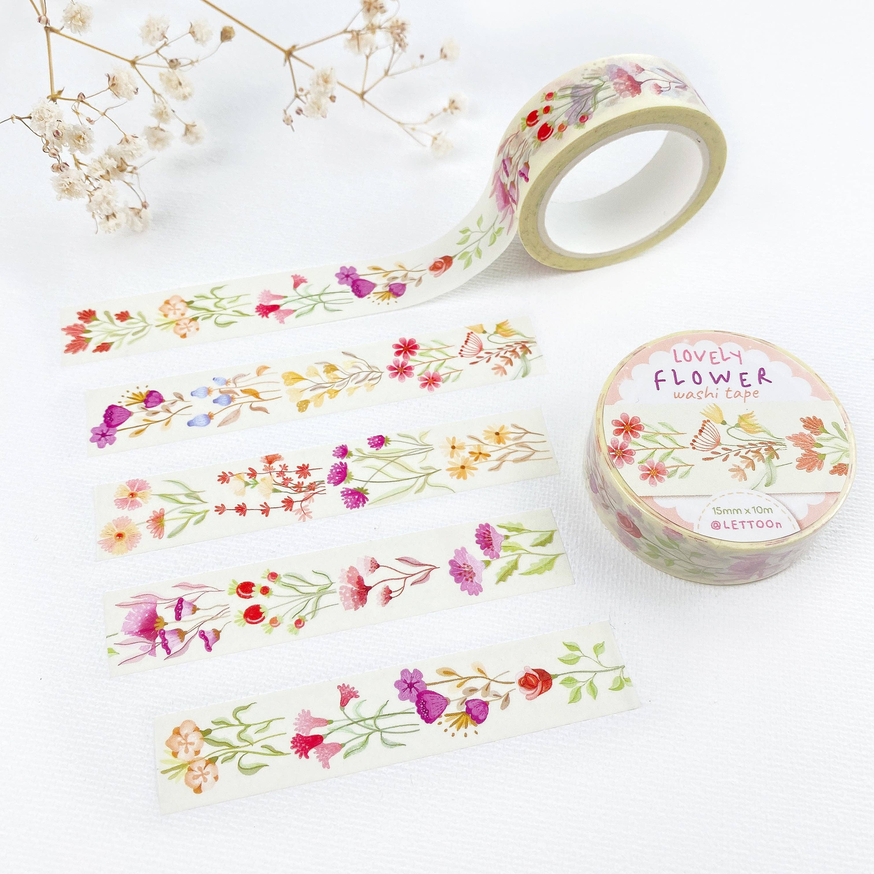 Lettoon - Vente Rubans adhésifs Washi - Washi Tape - Jolie Fleur1