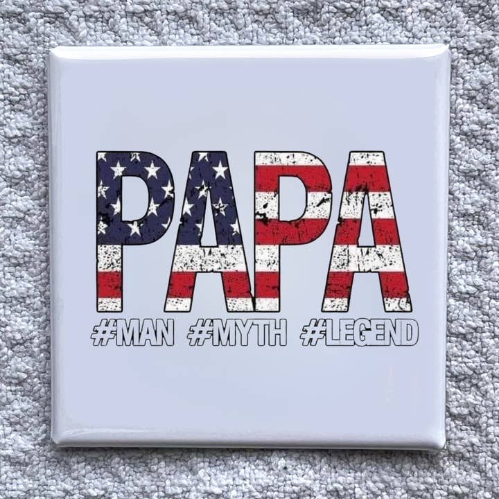 Papa Flag 2x2" Magnet-Handmade Fridge Décor for wholesale by Made With Aloha Magnets,llc