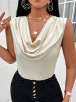 Lily Clothing - Wholesale Blouse - Women's - Sexy swing neck tank top sleeveless satin Top4