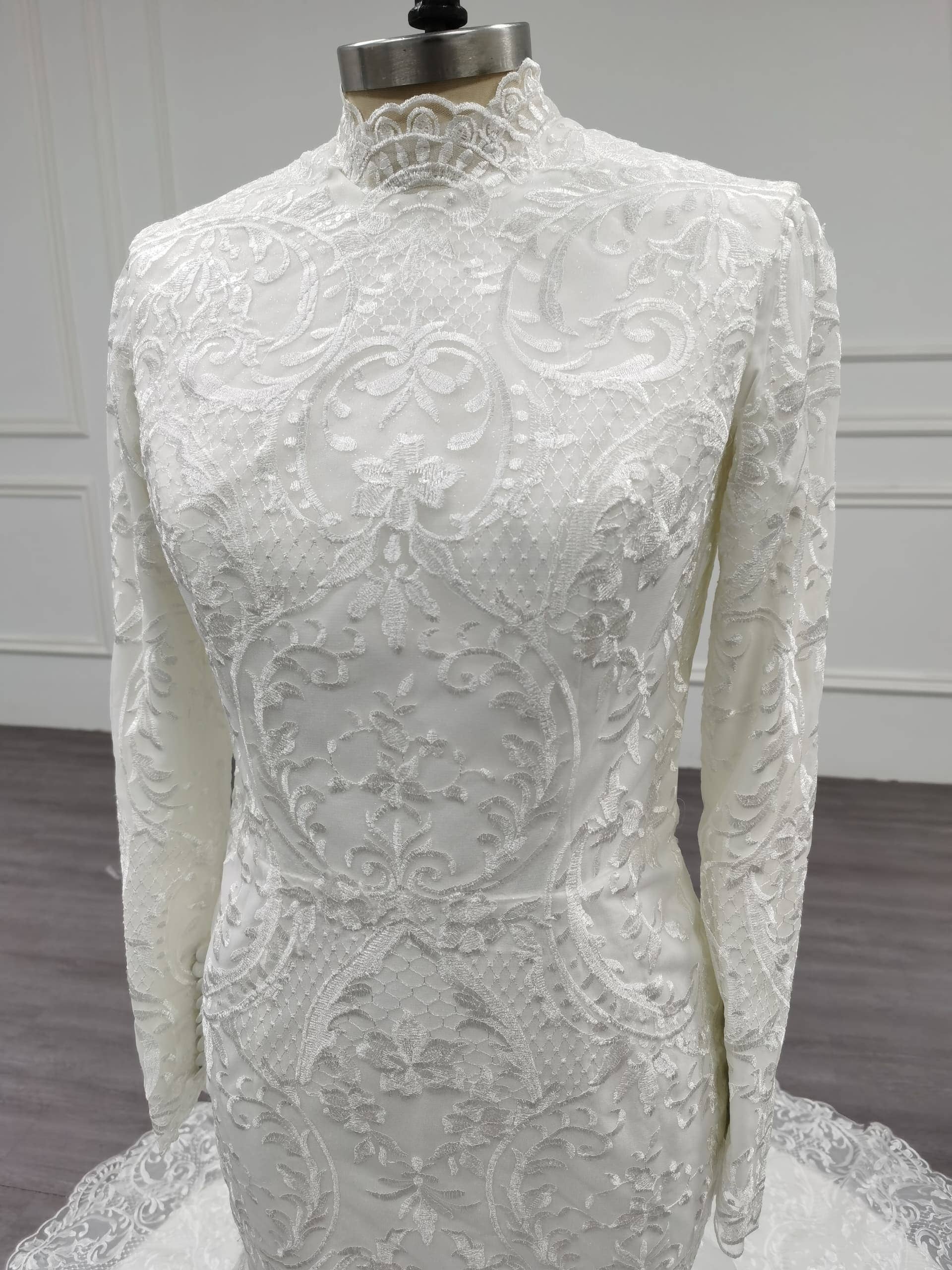 Unique Modest Bridal - Wholesale Gown - Women's - Ariel - Long Sleeve Elegant Mermaid Modest Wedding Dress10
