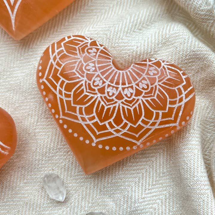 Fractalista Designs - Wholesale Spiritual Stone/Crystal - PEACH Selenite Heart Crystal Mother's Day Gifts For Women11