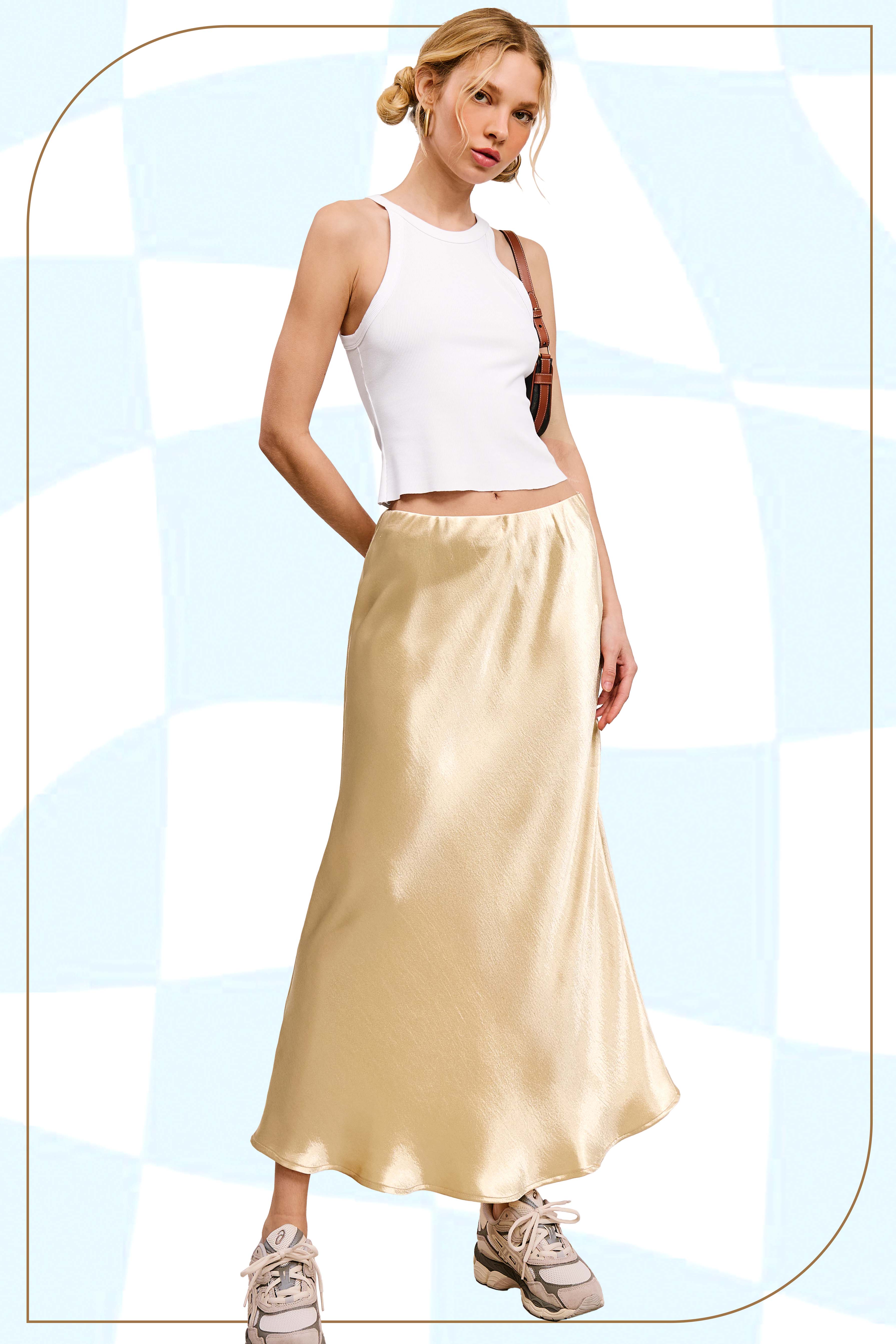 La Miel - Wholesale Skirt - Women's - JDP4232-Dressy Satin Long Panel Silhouette Skirt8