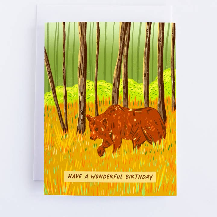Carte de vœux Forest Bear Happy Birthday pour la vente par Heirloom Design Co.