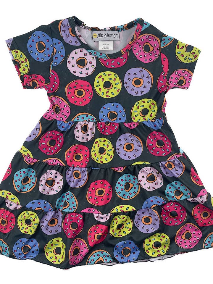 Sprinkled Donuts Tiered Twirly Dress for wholesale by Little Jo Lemon