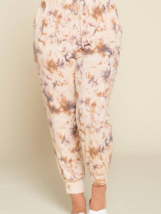 Pantalon de jogging imprimé marbre grande taille ETP-739-PL pour la vente par Emerald Collection