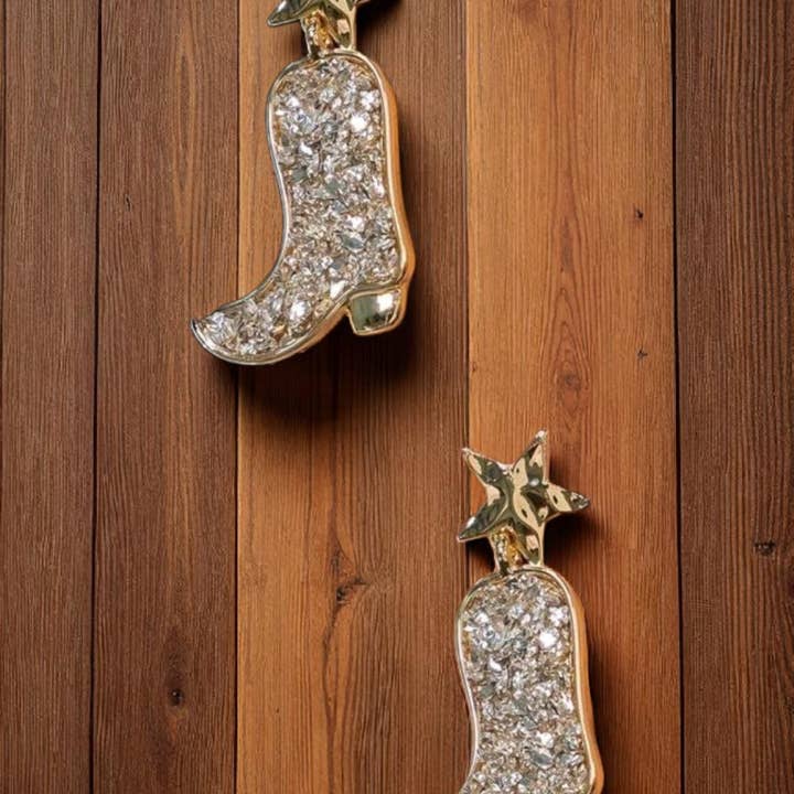 The Bling Barn - Wholesale Dangle Earrings - The Light Go Out Glitter Cowgirl Boots Fashion Earrings2