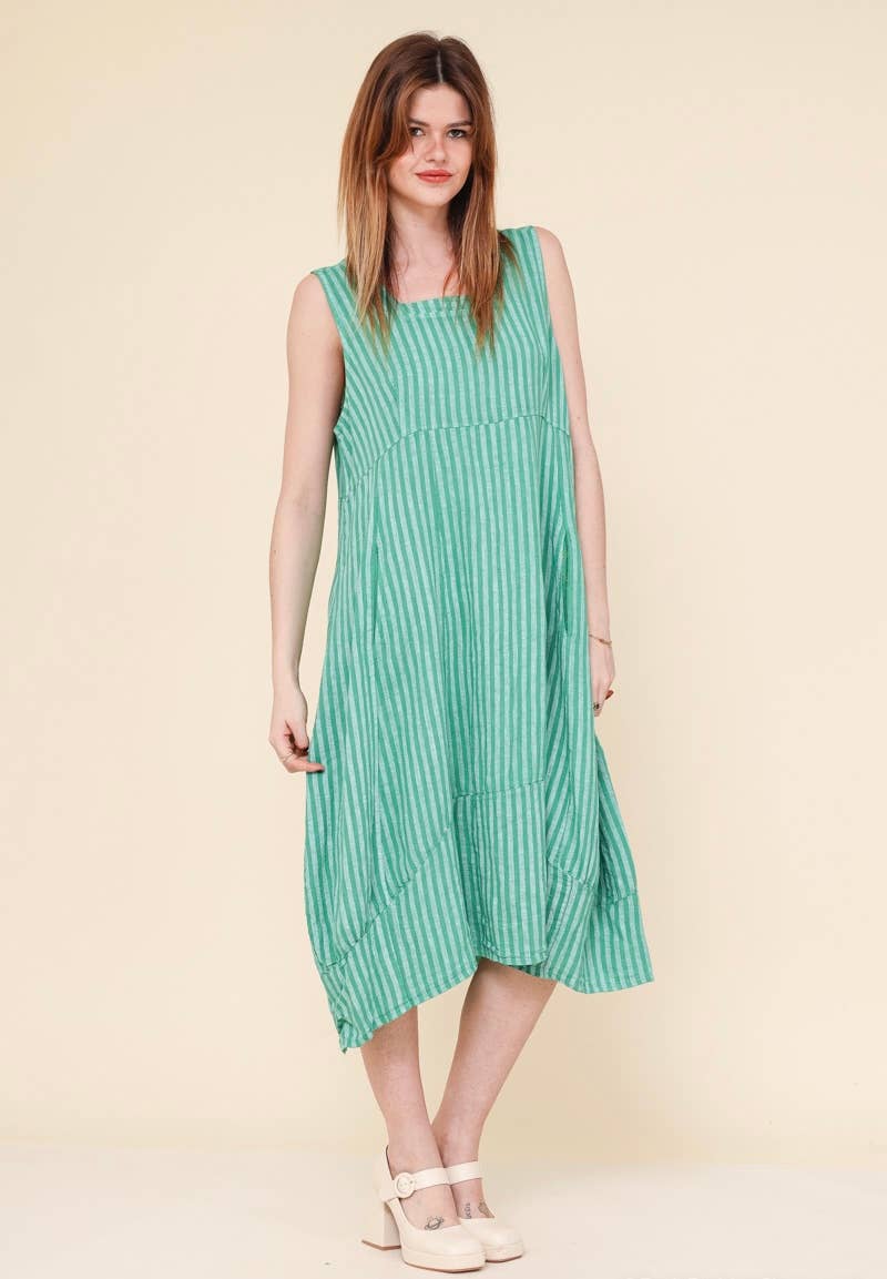 LINEN & COTTON HOUSE - Wholesale Dress - Women's - ROBE EN LIN 322 8119 RAYÉE PRINTEMPS ÉTÉ VÊTEMENTS43