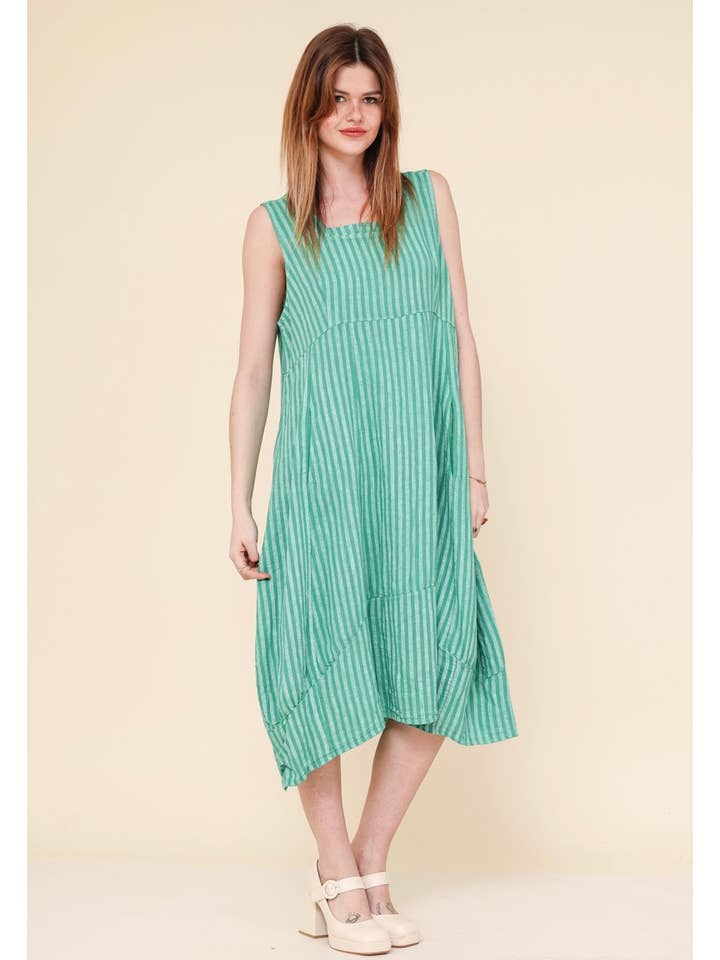 LINEN & COTTON HOUSE - Wholesale Dress - Women's - ROBE EN LIN 322 8119 RAYÉE PRINTEMPS ÉTÉ VÊTEMENTS43