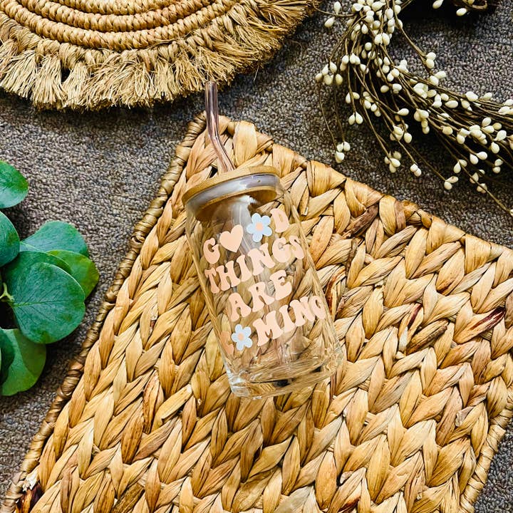 Iced Coffee Beer Can Glass | Motivational Iced Coffee Glass | GLASS ONLY for wholesale by KuriArt Designs