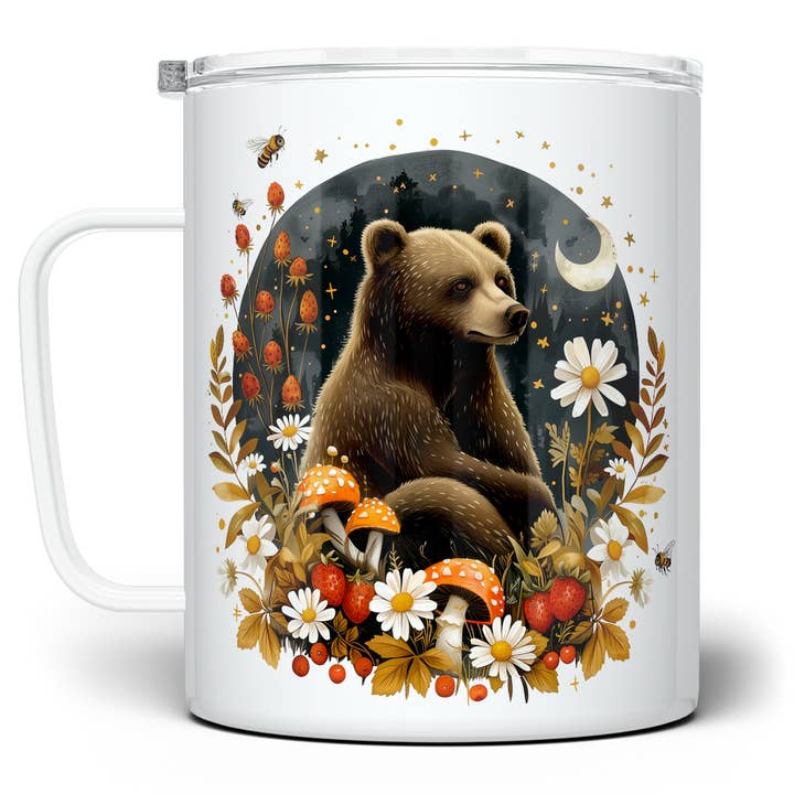 Woodland Forest Bear Insulated Mug, Cottagecore Nature Gifts for wholesale by Loftipop