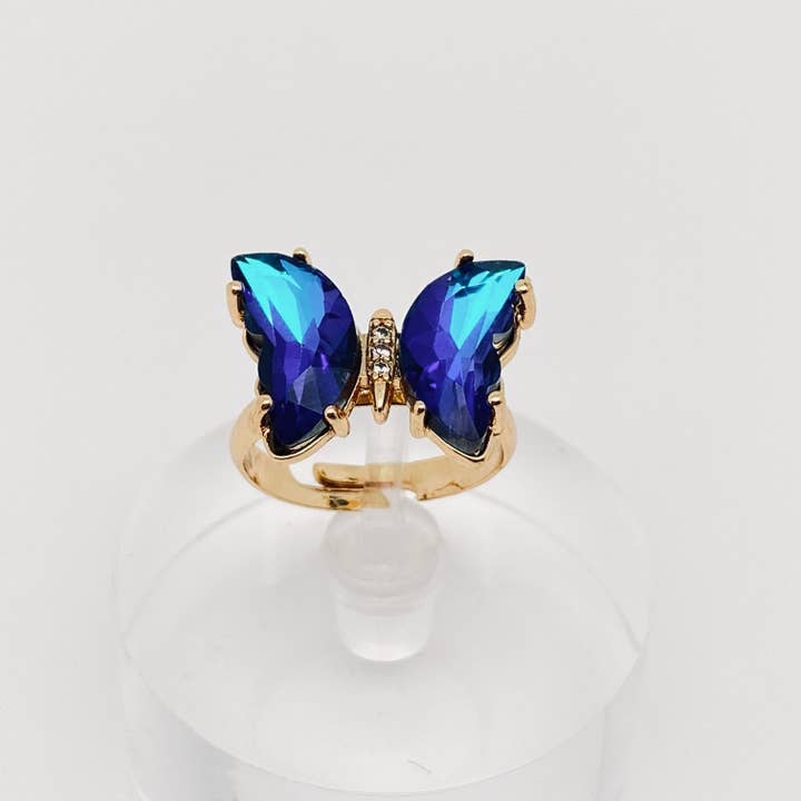 Mio Queena - Wholesale Cocktail/Statement Ring - Gradient Glass Butterfly Ring