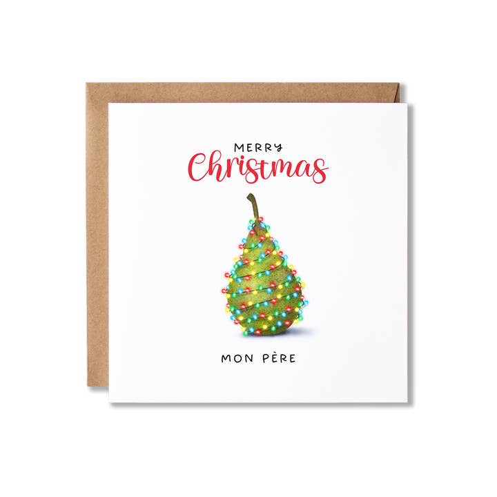 Merry Christmas Mon Pere Christmas Card for wholesale by Badgerbee Design