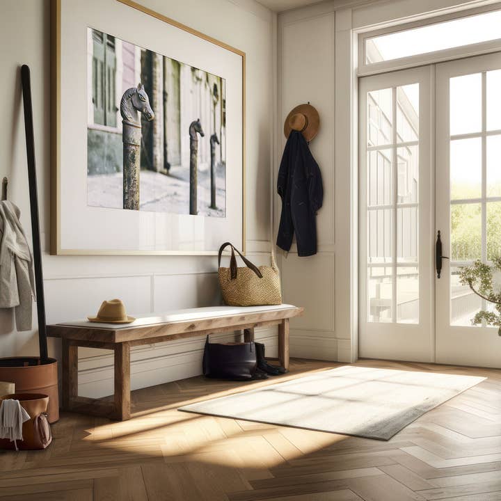 Lisa Russo Fine Art - Wholesale Art Print - New Orleans Black and White Horse Head Hitching Posts Print4