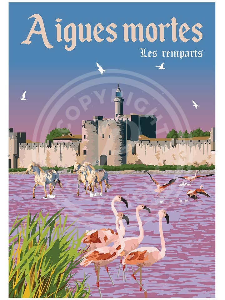 AIGUES-MORTES CITY POSTER - 50 X 70 CM for wholesale by Printymania