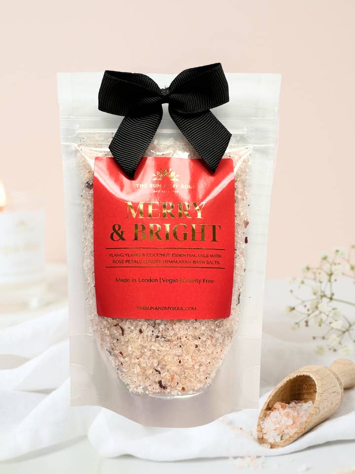 Christmas Bath Salts Gift⎜Luxury Rose Ylang Ylang Soak for wholesale by The Sun & My Soul Bath Bomb Soak Wellness Gifts