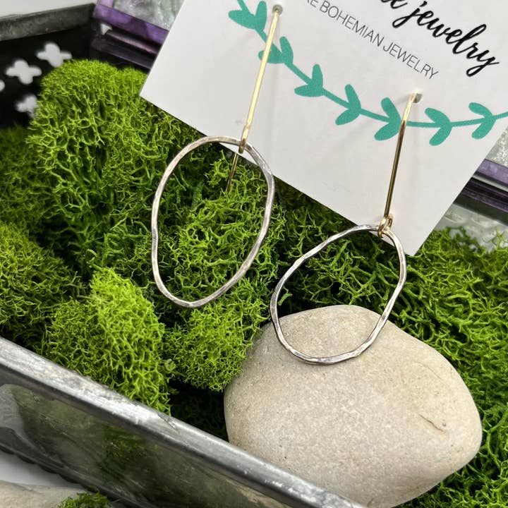 Rachel Renee Jewelry - Wholesale Dangle Earrings - CHERYL Mixed Metal Freeform Pebble Dangles