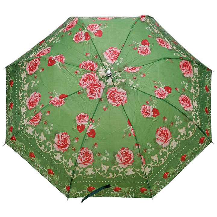 Cap Zone - Wholesale Umbrella - Women's - Floral Butterfly 8-Panel Bi-Fold Manual Umbrella10
