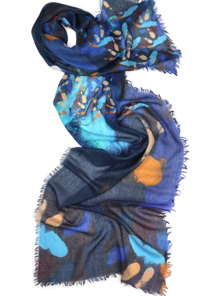 Écharpe en laine mérinos Schur - Lena - Bleu hiver pour la vente par SALTO