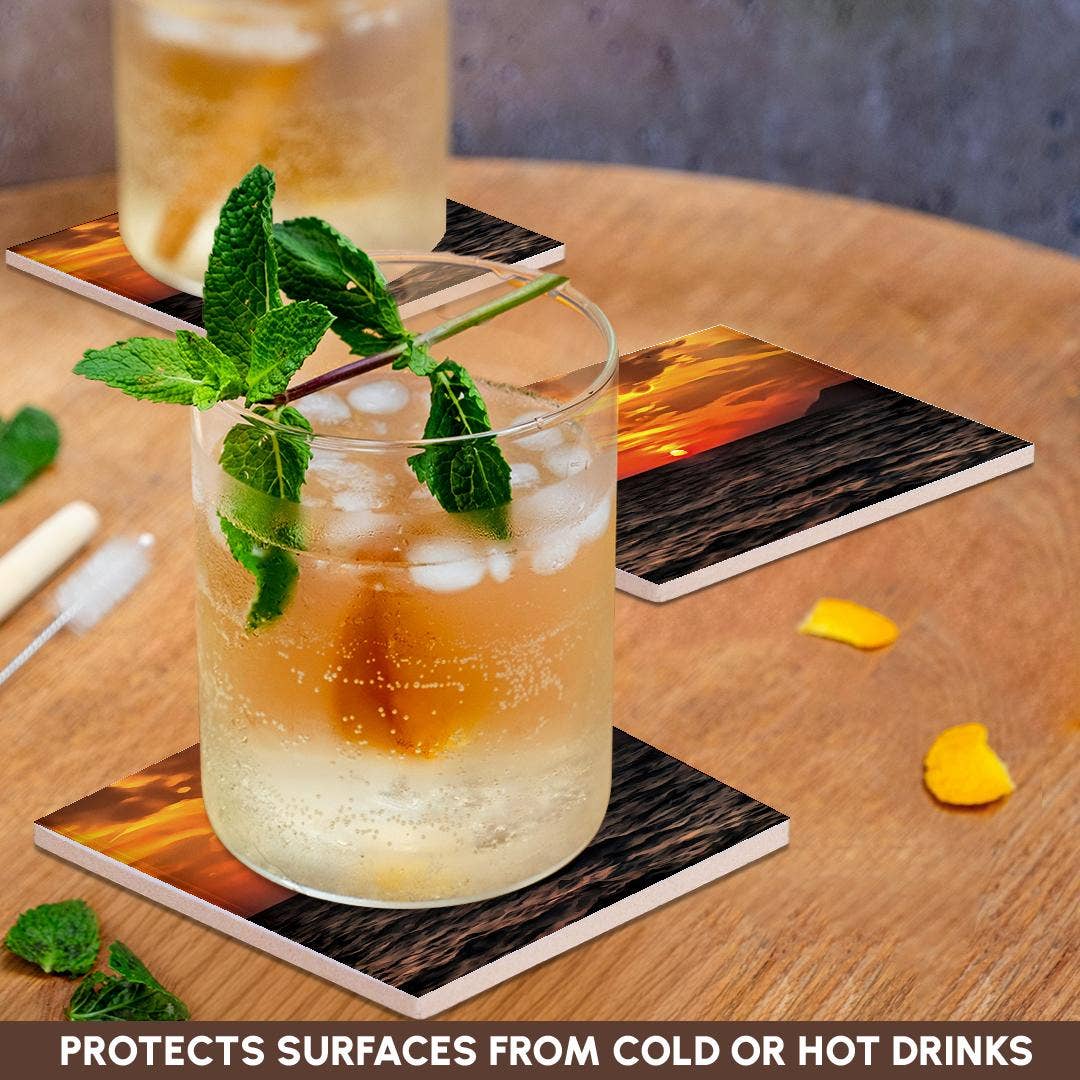 3dRose - Wholesale Coasters - 3dRose, Sunset Over The Aegean Sea Landscape Painting, Coaster2