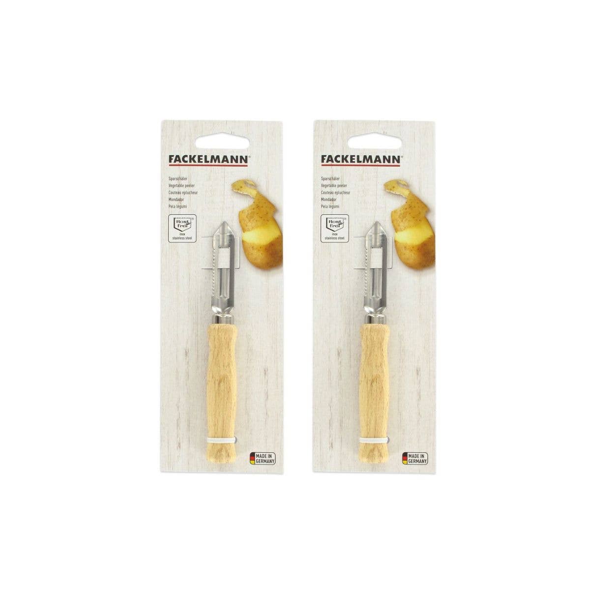 Zenker - Venta al por mayor Utensilio/dispositivo de cocina - Juego de 2 peladores de espárragos con mango de madera de 15 cm Fackelmann4