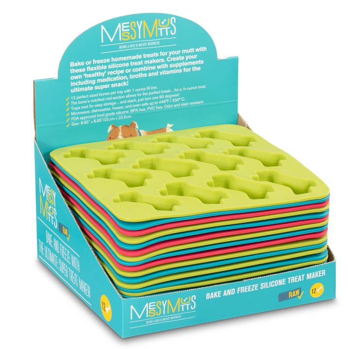 Messy Mutts Silicone Bake & Freeze Treat Making Molds CDU for wholesale by Pet Palette Distribution