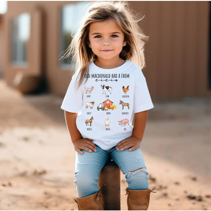 Gamle McDonald havde en Farm Kids T-shirt for engroshandel hos AvaryMaeInspirations