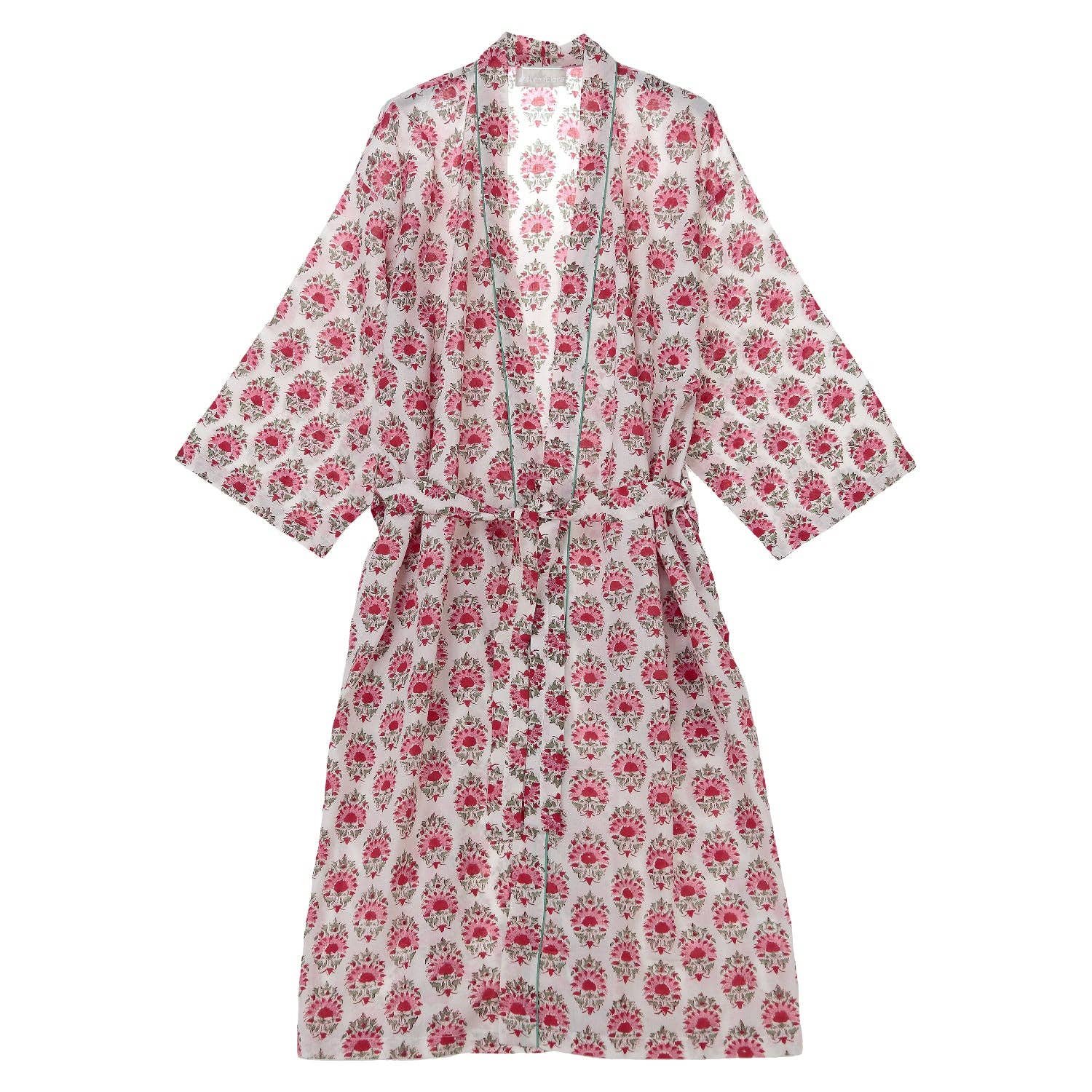 ABRACOLORS - Wholesale Kimono - Women's - White and pink floral kimono0