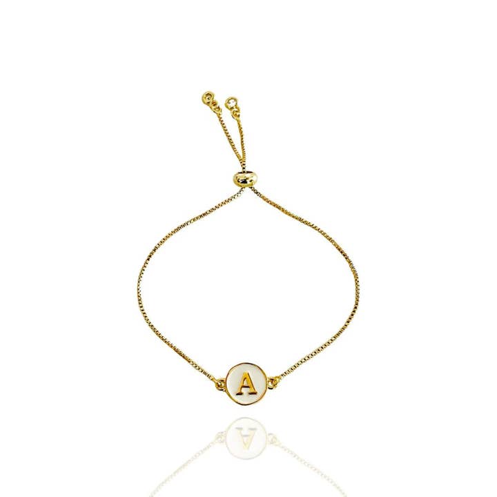 Golden Monogram Adjustable Bracelet - Modern Gold Layering B for wholesale by Hudson and Birch
