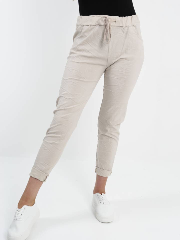 Miss Bold - Wholesale Pants - Women's - Italian Women's Plain Magic Pants Plus Size