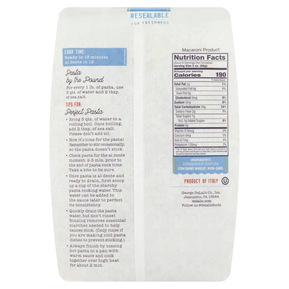 Delallo - Wholesale Pasta - Shellbows Pasta (Lumache)1